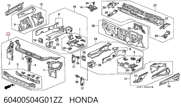 Osłona chłodnicy kompletna (panel mocowania reflektorów) 60400S04G01ZZ Honda