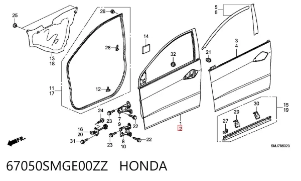 Drzwi przednie lewe Honda Civic VIII