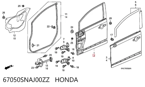 Drzwi przednie lewe Honda Civic VIII