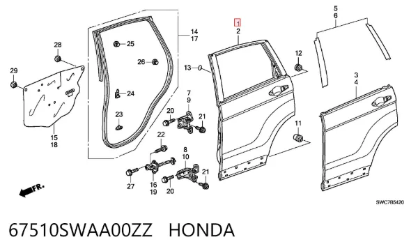 Drzwi tylne prawe Honda CR-V III