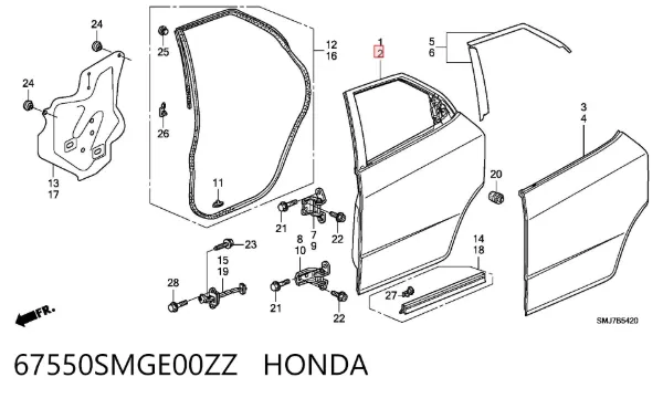 Drzwi tylne lewe Honda Civic VIII