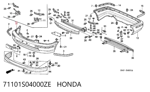 Zderzak przedni 71101S04000ZE Honda