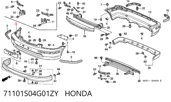 Zderzak przedni 71101S04G01ZY Honda