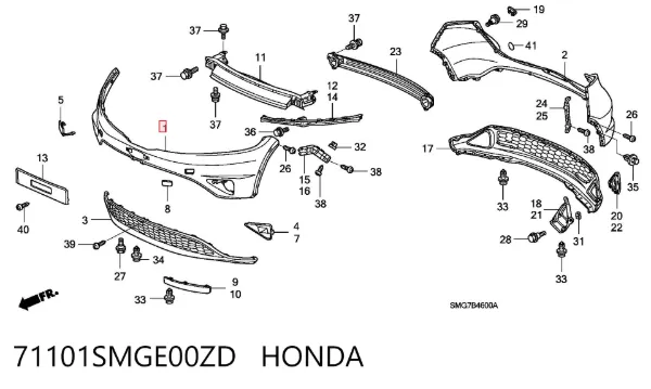Zderzak przedni 71101SMGE00ZD Honda