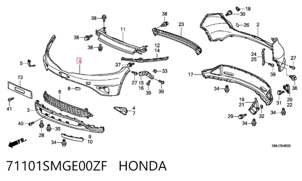 Zderzak przedni 71101SMGE00ZF Honda