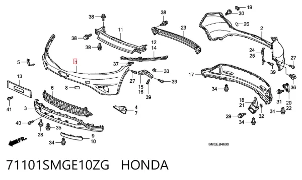 Zderzak przedni 71101SMGE10ZG Honda