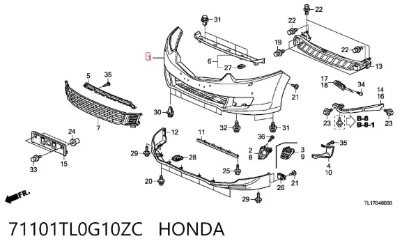 Zderzak przedni 71101TL0G10ZC Honda
