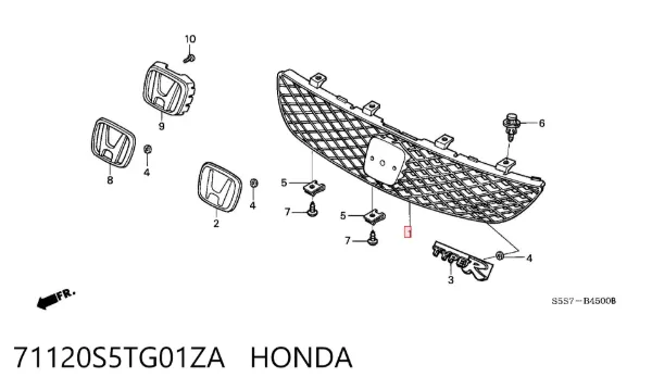 Atrapa chłodnicy 71120S5TG01ZA Honda