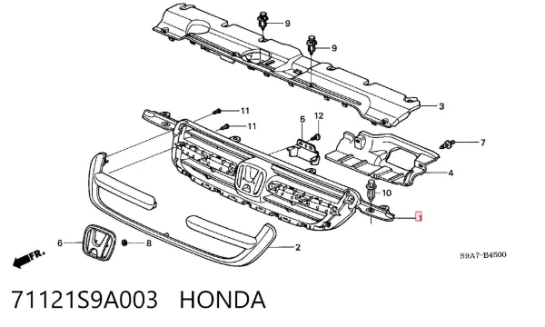Atrapa chłodnicy 71121S9A003 Honda