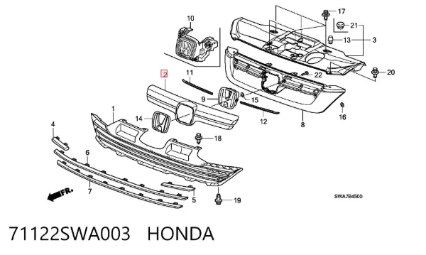 Atrapa chłodnicy 71122SWA003 Honda
