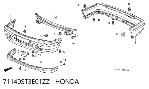 Wzmocnienie zderzaka przedniego 71140ST3E01ZZ Honda