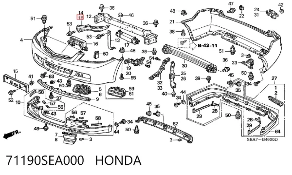 Wspornik zderzaka przedniego lewy 71190SEA000 Honda