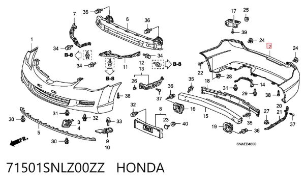 Zderzak tylny 71501SNLZ00ZZ Honda