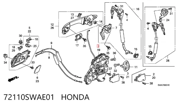 Zamek drzwi przednich prawych Honda CR-V III