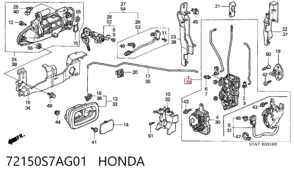 Zamek drzwi przednich lewych Honda STREAM RN