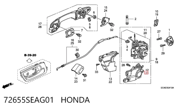  72655SEAG01 Honda