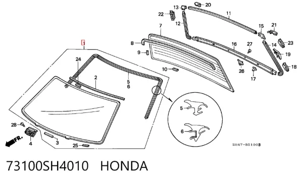 Szyba przednia 73100SH4010 Honda