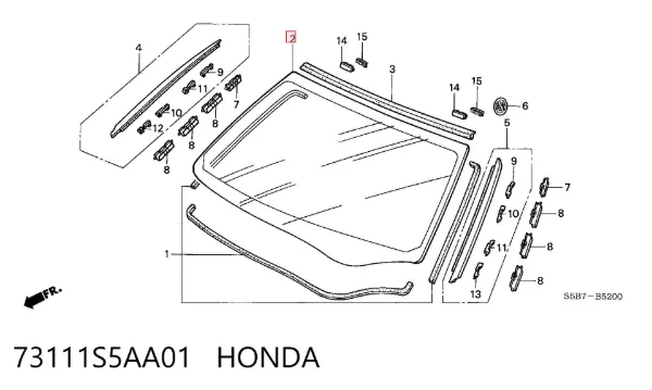 Szyba przednia 73111S5AA01 Honda