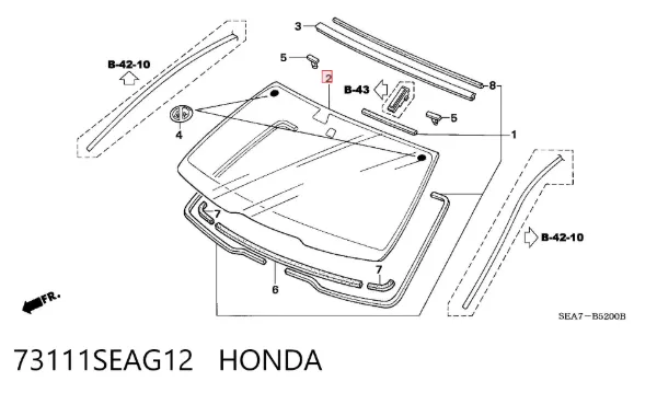 Szyba przednia 73111SEAG12 Honda