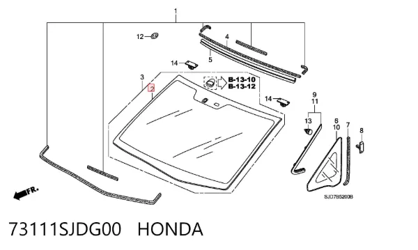 Szyba przednia 73111SJDG00 Honda