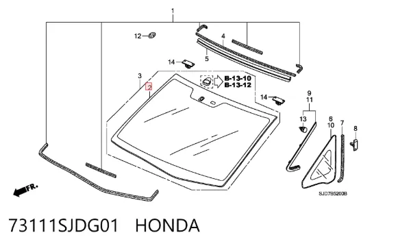 Szyba przednia 73111SJDG01 Honda