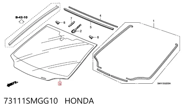 Szyba przednia 73111SMGG10 Honda