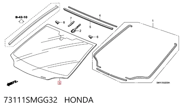 Szyba przednia 73111SMGG32 Honda