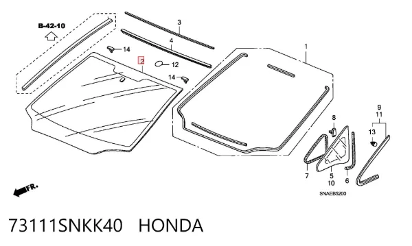 Szyba przednia 73111SNKK40 Honda