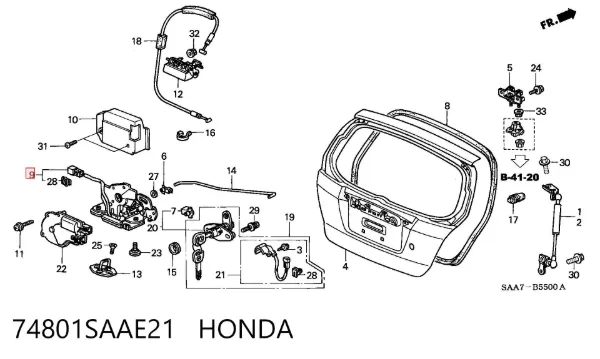 Zamek klapy bagażnika (3/5 drzwi tylnych) 74801SAAE21 Honda