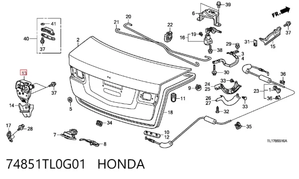 Zamek klapy bagażnika (3/5 drzwi tylnych) Honda Accord VIII