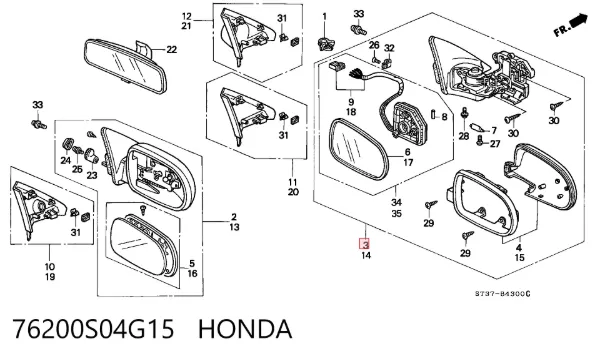 Lusterko wsteczne prawe 76200S04G15 Honda