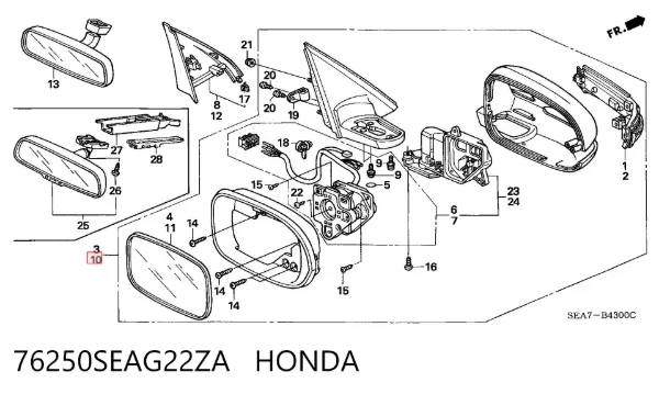 Lusterko wsteczne lewe 76250SEAG22ZA Honda