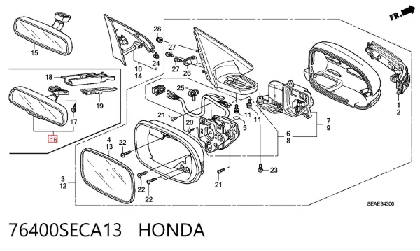 Lusterko wewnętrzne 76400SECA13 Honda