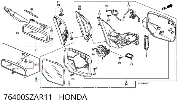 Lusterko wewnętrzne Honda Civic X