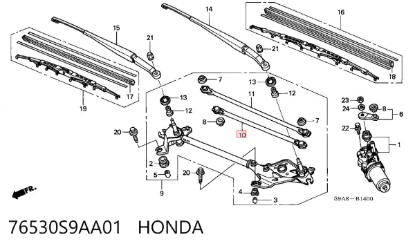 Mechanizm wycieraczek 76530S9AA01 Honda