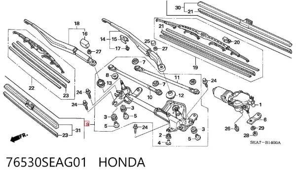 Mechanizm wycieraczek Honda Accord VII
