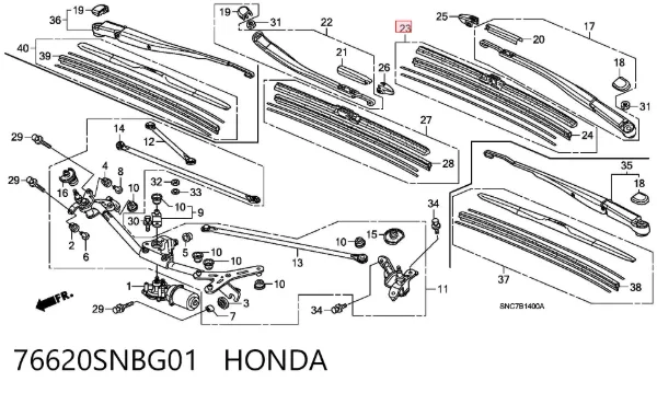 Pióro wycieraczki szyby przedniej kierowcy 76620SNBG01 Honda