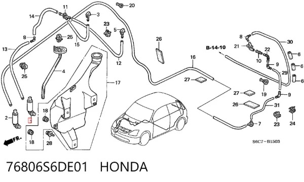 Pompka spryskiwacza szyby przedniej 76806S6DE01 Honda