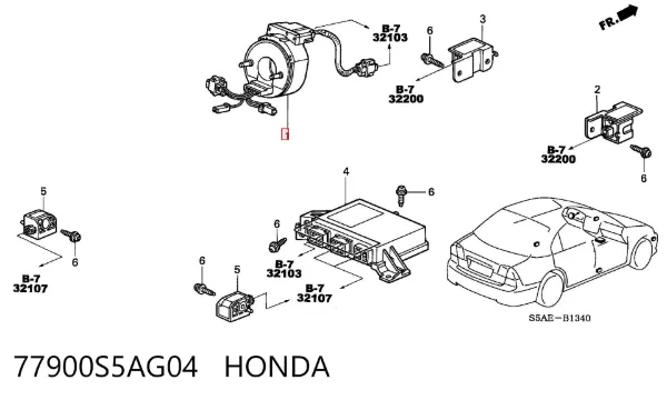 Pierścień kontaktowy AIRBAG, taśma kierownicy 77900S5AG04 Honda