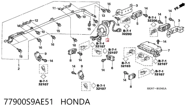 Pierścień kontaktowy AIRBAG, taśma kierownicy 77900S9AE51 Honda