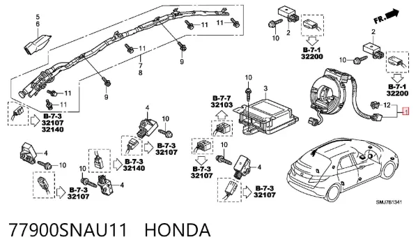 Pierścień kontaktowy AIRBAG, taśma kierownicy 77900SNAU11 Honda