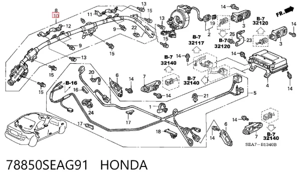 Poduszka powietrzna (AIRBAG) kurtyna boczna lewa 78850SEAG91 Honda