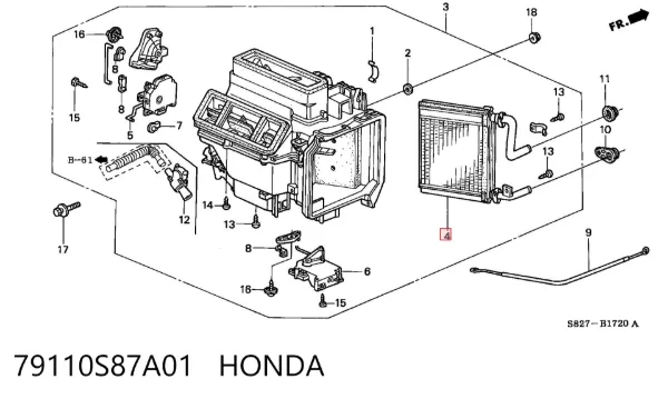 Chłodnica nagrzewnicy (ogrzewacza) 79110S87A01 Honda