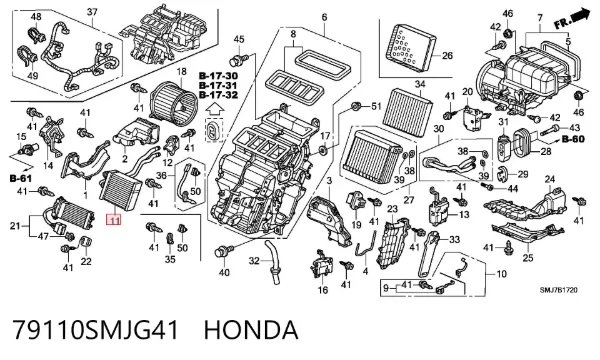 Chłodnica nagrzewnicy (ogrzewacza) 79110SMJG41 Honda