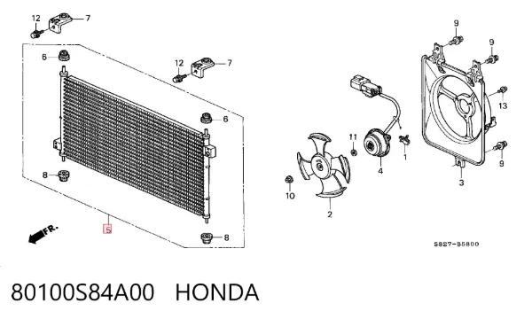 Chłodnica klimatyzacji 80100S84A00 Honda