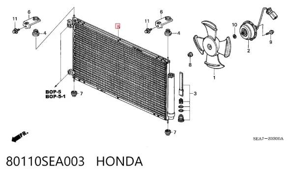 Chłodnica klimatyzacji 80110SEA003 Honda