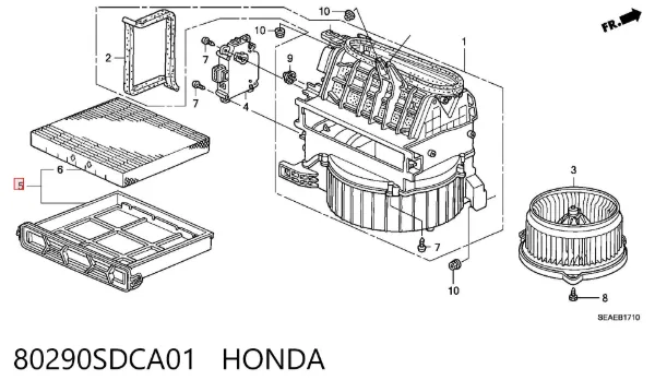 Filtr kabiny 80290SDCA01 Honda