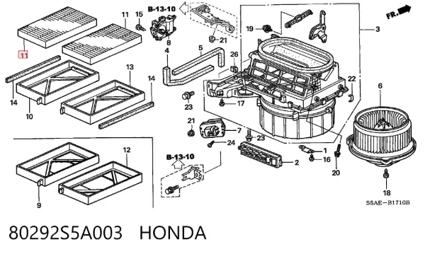Filtr kabiny 80292S5A003 Honda