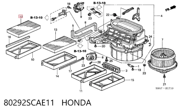 Filtr kabiny 80292SCAE11 Honda