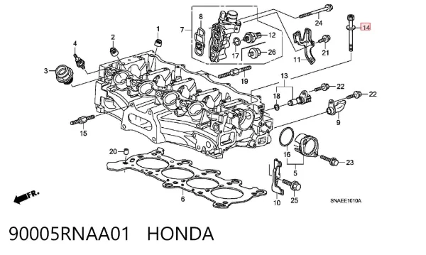 Śruba głowicy cylindrów 90005RNAA01 Honda